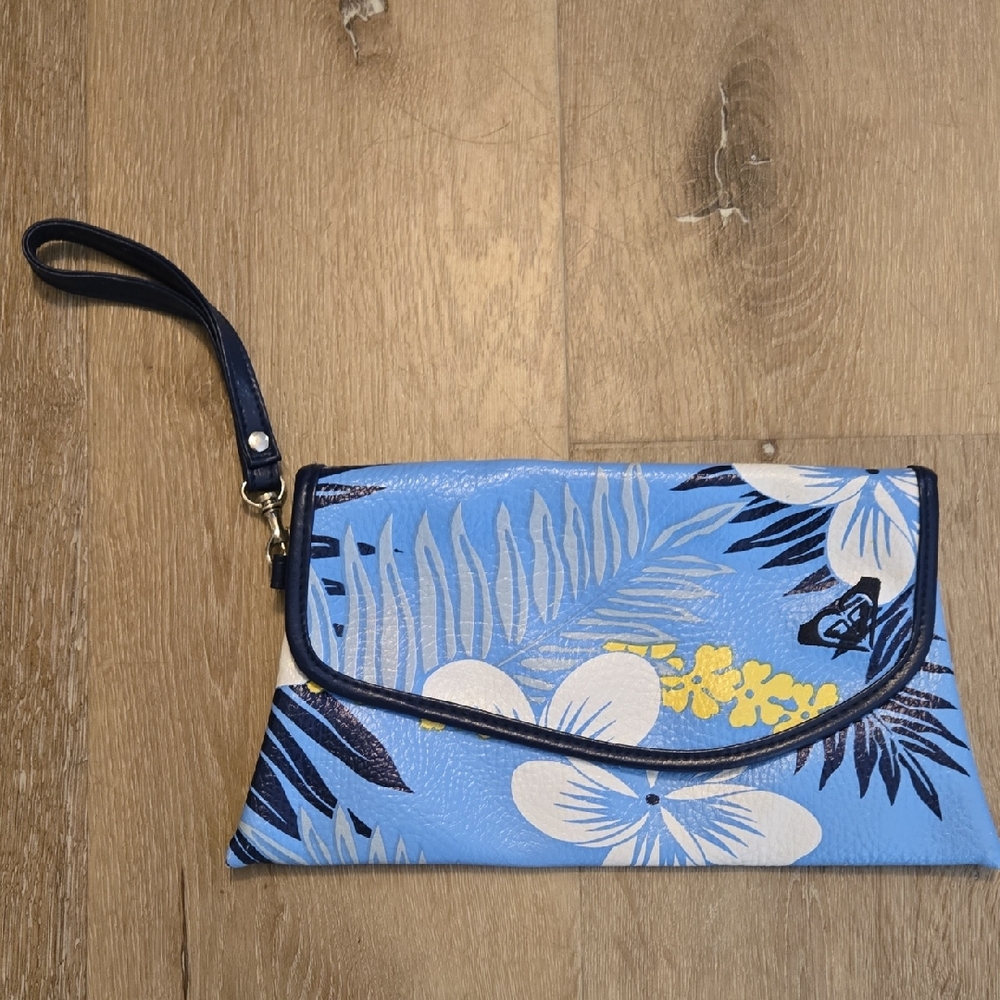 Roxy Blue Floral Wristlet Clutch